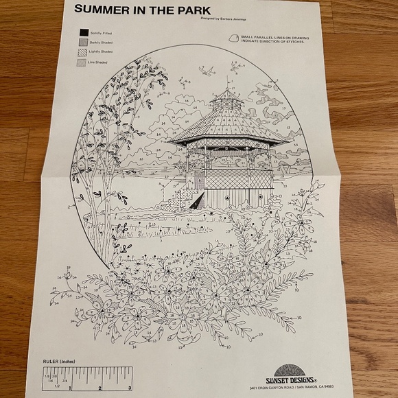 Vintage Sunset Stitchery Crewel Kit Summer In The Park 1979 - Picture 13 of 15